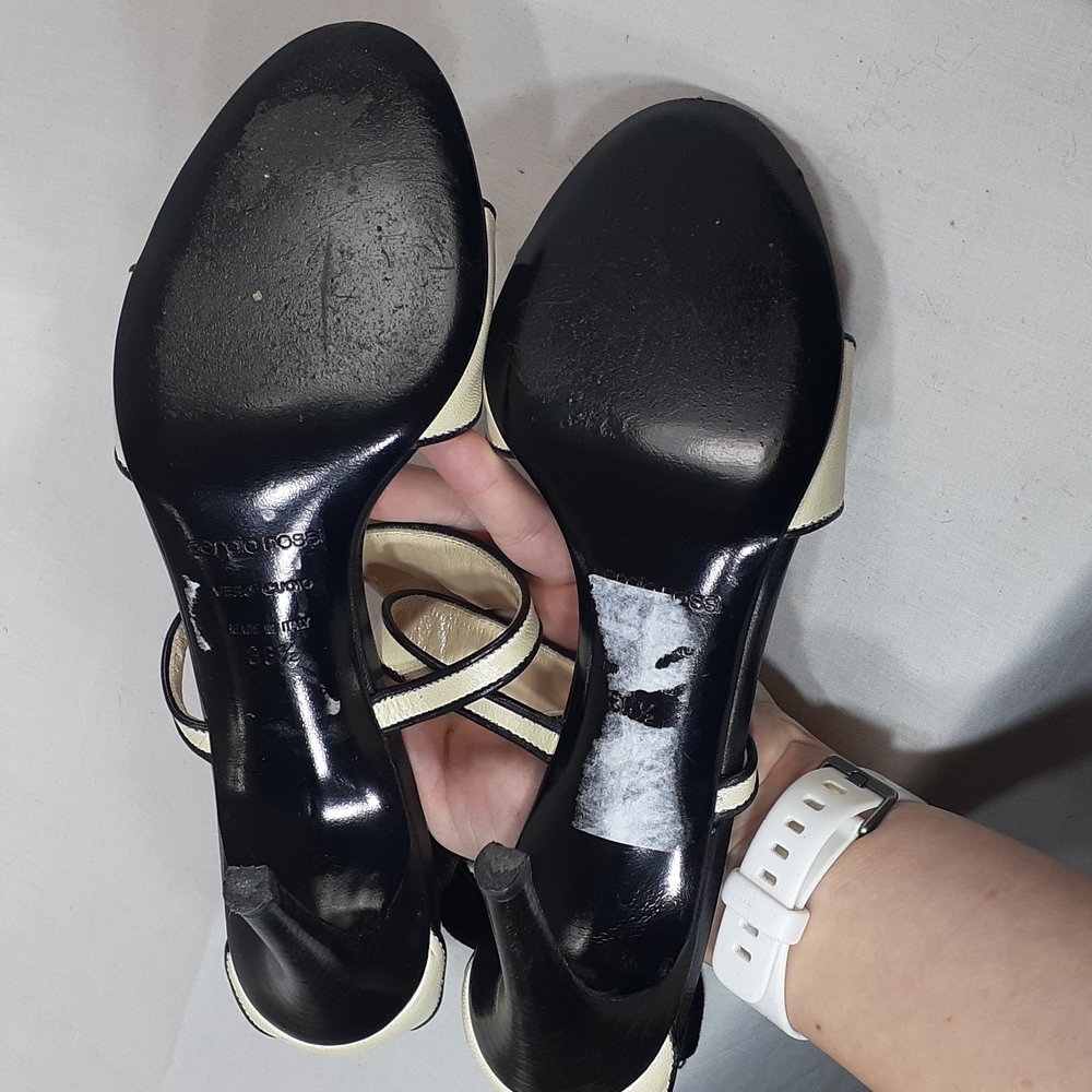 Sergio Rossi cream and black leather heels size 36.5 size 6.5 - Picture 9 of 10